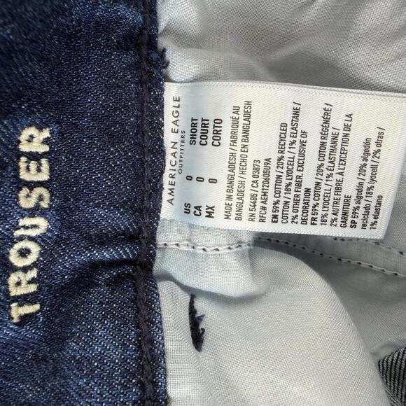 American Eagle Jeans Women's 0 Short Wide Leg Trouser High Rise Dark Wash - Picture 9 of 10